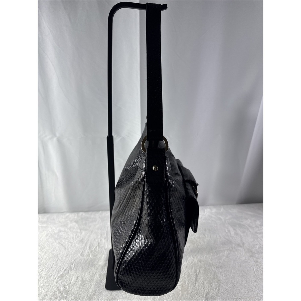 Vintage Anne Klein Black Textured Leather Shoulder Bag - Picture 3 of 6